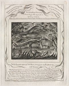 Das Buch Hiob: Pl. 11, Mit Träumen auf meinem Bett erschreckst du mich und ängstigst mich / mit Visionen von William Blake