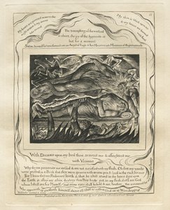 Das Buch Hiob: Pl. 11, Mit Träumen auf meinem Bett erschreckst du mich und ängstigst mich..., 1825 von William Blake