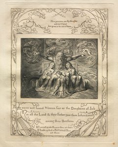Das Buch Hiob: Pl. 20, Es wurden keine Frauen so schön gefunden wie die Töchter Hiobs im ganzen Land von William Blake