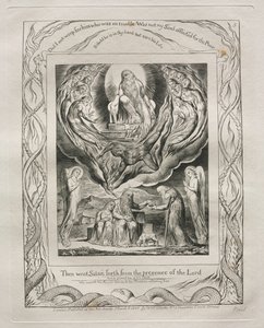 Das Buch Hiob: Pl. 5, Da ging Satan aus der Gegenwart des Herrn von William Blake