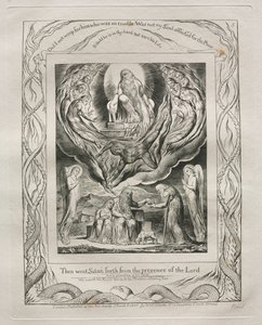 Das Buch Hiob: Pl. 5, Dann ging Satan vom Angesicht des Herrn weg, 1825 von William Blake