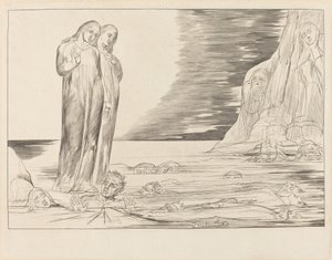 Der Kreis der Verräter; Dantes Fuß trifft Bocca degli Abbate von William Blake