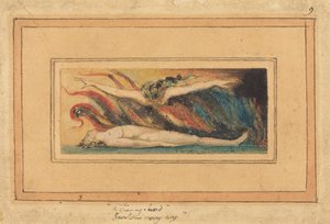 Die über dem Körper schwebende Seele [aus „Die Hochzeit von Himmel und Hölle“, Tafel 14] von William Blake