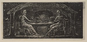 Thenot und Colinet essen ihr Abendessen, aus Thorntons Pastoralen von Virgil von William Blake