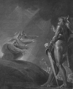 Die Hexen erscheinen Macbeth und Banquo, ca. 1820 von William Bromley
