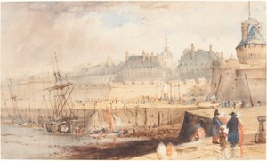Der Hafen von St. Malo bei Ebbe