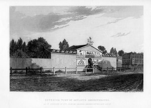 Außenansicht des Astleys Amphitheaters in London, wie es 1777 erschien