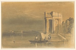 Tempelruinen an einem See in einer italienischen Landschaft von Clarkson Frederick Stanfield