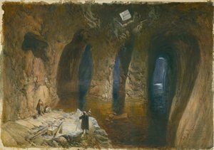 Bahr el Khabeer oder das Große Meer, in den Felsen gehauener Zisternen unter dem Standort des Salomonischen Tempels, 1870 von William Crimea Simpson