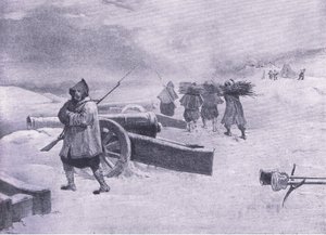 Wache der Zouaven vor Sewastopol, Illustration aus British Battles on Land and Sea, 1915 von William Crimea Simpson