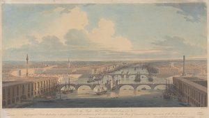 Perspektivische Skizze zur Veranschaulichung eines Entwurfs für die Verbesserung des Londoner Hafens von William Daniell