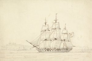 Dreimastiges Schiff von William Daniell