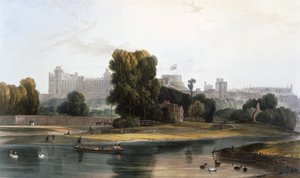 Schloss Windsor vom Fluss Thames bei Eton, ca. 1827-30 von William Daniell