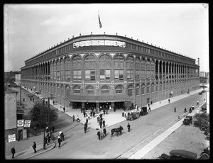 Blick aus der Vogelperspektive auf Ebbets Field, Brooklyn, 2. September 1914 von William Davis Hassler