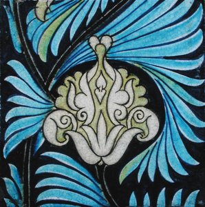 Fliese mit persischem Blumenmuster von William de Morgan