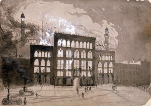 Feuer im Alhambra-Theater, Leicester Square, London, 1882-1883 von William Dickes