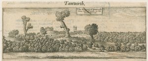 Tamworth - Panorama: Kupferstich, nd [17. Jahrhundert] von William Dugdale
