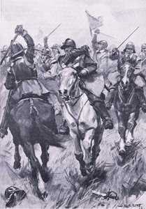 Der Kavalleriekonflikt bei Dunbar, 3. September 1650, Illustration aus British Battles on Land and Sea, 1915 von William Edward Stott
