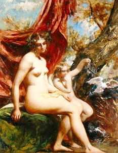Venus und Amor mit einer Taube von William Etty