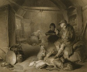 Innenraum eines Hochlandhäuschens von William Finden