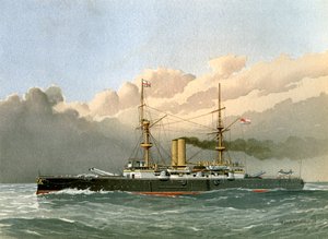 HMS Royal Sovereign, Royal Navy 1. Klasse Schlachtschiff, ca. 1890-1893 von William Frederick Mitchell