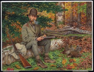 Selbstporträt in Jagdausrüstung, ca. 1875 von William George Richardson Hind