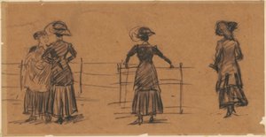 Frauenstudien am Parkgeländer von William Glackens