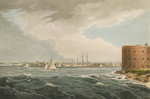 New York von Governors Island, Nr. 20 aus dem Hudson River Portfolio, graviert von J. Hill von William Guy Wall