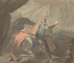 Ein König und ein Pferd mit geisterhaften Frauen, 1770-80 von William Hamilton