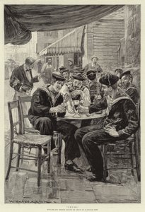 Kumpel, englische und französische Matrosen im Urlaub in einem französischen Hafen von William Hatherell
