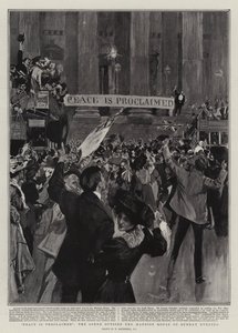 Der Frieden wird verkündet, die Szene vor dem Mansion House am Sonntagabend von William Hatherell
