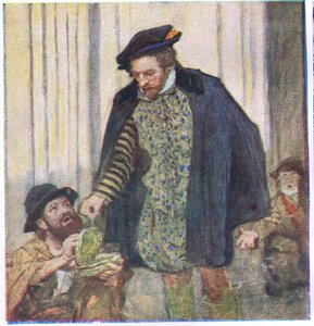 Shakespeare gibt einem Bettler einen Penny, aus My Magazine, veröffentlicht 1922