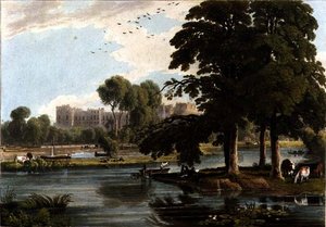 Ansicht von Windsor Castle vom Spielplatz des Eton College, graviert von Robert Havell, 1814 von William Havell