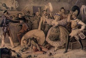 Eine Schlägerei in einem Gasthaus, ca. 1830