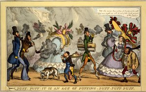 Puff, Puff, es ist ein Zeitalter des Pustens, Puff, Puff, Puff, veröffentlicht von Thos. McLean, London, 1827 von William Heath
