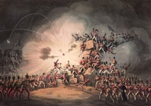 Sturm auf Ciudad Rodrigo, 19. Januar 1813, aquatintiert von Thomas Sutherland