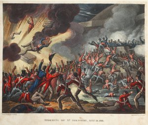 Sturm auf St. Sebastian am 31. August 1811, Aquatinta von J.C. Stadler, veröffentlicht von Tegg, April 1818