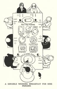 Ein vernünftiges Hochzeitsfrühstück für neun Personen von William Heath Robinson