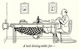 Ein Bett-Esstisch für von William Heath Robinson