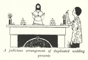 Eine kluge Anordnung von doppelten Hochzeitsgeschenken von William Heath Robinson