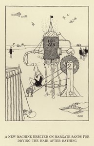 Eine neue Maschine auf Margate Sands zum Trocknen der Haare nach dem Baden von William Heath Robinson