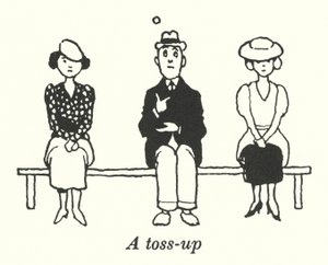 Ein Münzwurf (Litho) von William Heath Robinson