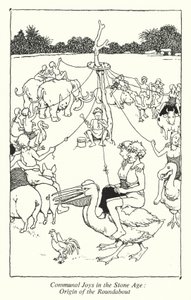 Gemeinschaftsfreuden in der Steinzeit, Ursprung des Karussells von William Heath Robinson
