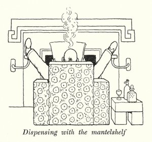 Verzicht auf den Kaminsims (Lithografie) von William Heath Robinson