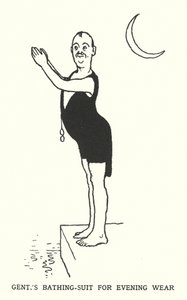 Herren-Badeanzug für den Abend (Lithografie) von William Heath Robinson