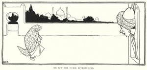 Er sah die Krankenschwester kommen (Gravur) von William Heath Robinson