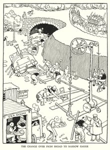 Illustration für Railway Ribaldry von W Heath Robinson (Lithographie) von William Heath Robinson