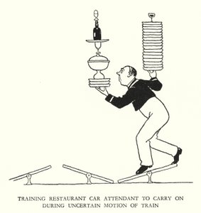 Illustration für Railway Ribaldry von W Heath Robinson (Lithografie) von William Heath Robinson