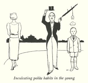 Höfliche Gewohnheiten bei den Jungen einprägen (Litho)