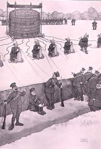 Lachgasangriff, aus "Einige schreckliche Kriegsbilder" von William Heath Robinson